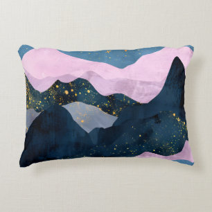 Cojín Decorativo Minimalista Luna Estrellas Montaña Valle Celestial