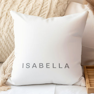 Cojín Decorativo Minimalista Moderna Nombre Personalizado Blanco y