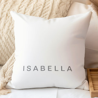 Cojín Decorativo Minimalista Moderna Nombre Personalizado Blanco y