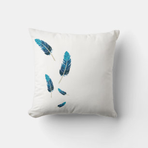 Cojín Decorativo Minimalista Navy y Teal Plumas Caídas Estética