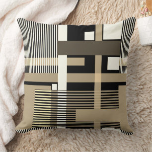 Cojín Decorativo minimalista parches geométricos negros beige