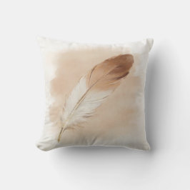 Cojín Decorativo Minimalista Pluma Sencilla Marrón Neutro Pintura G