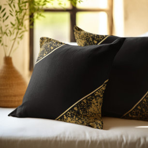 Cojín Decorativo Minimalista Sofisticada Negro y Dorado