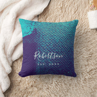 Cojín Decorativo Mínimo abstracto de tela azul de familia personali