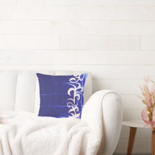 Cojín Decorativo Mínimo Resumen Dibujo Art Blue White Hand