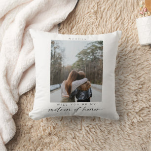Cojín Decorativo Mínimo ¿Serás mi Matrona de Honor Foto Chic