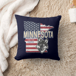 Cojín Decorativo Minnesota State Estados Unidos Map Vintage USA