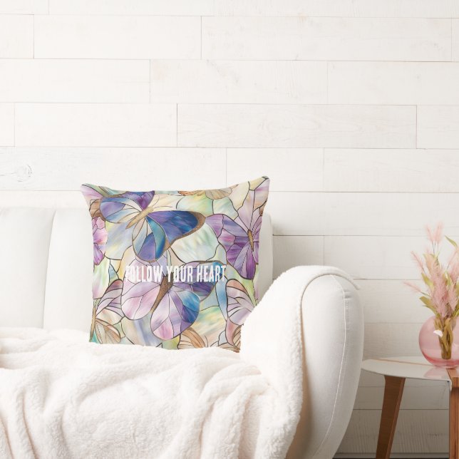 Cojín Decorativo Mint Aqua Blue Purple Butterflies (Sofá)