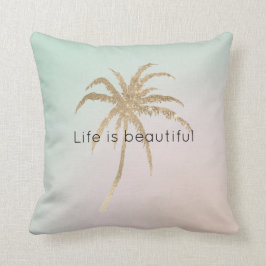 Cojín Decorativo Mint Cream Ombre Palm Tropical Gold
