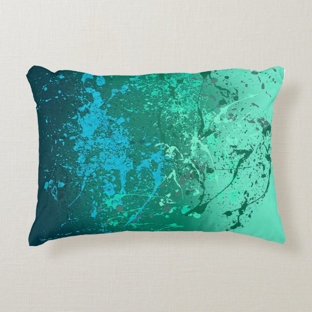 Cojín Decorativo Mint Flurry: Abstract spatter art (Anverso)