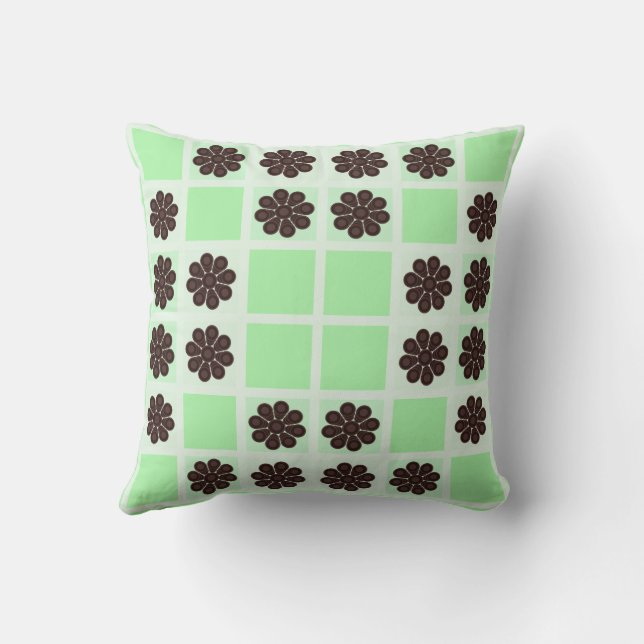Cojín Decorativo Mint Green Cream And Chocolate Chip Quilt Pattern (Reverso)