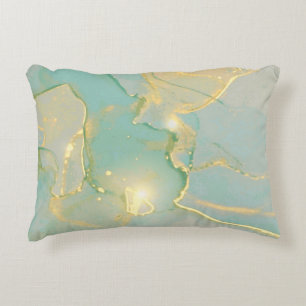 Cojín Decorativo Mint Green Gold Marble: Texturado