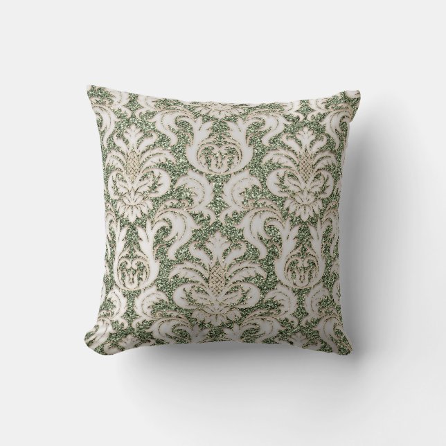 Cojín Decorativo Mint Green Metalizado Damask Silver Gray Pealy Pur (Anverso)