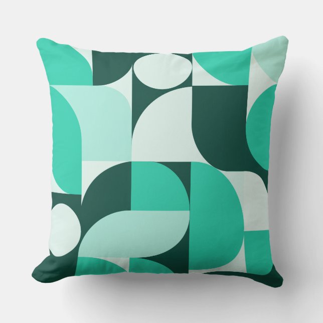 Cojín Decorativo Mint Teal Geometric Composition (Anverso)