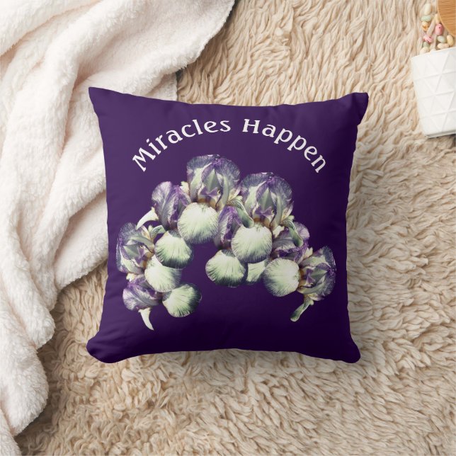 Cojín Decorativo Miracles Happen Iris Flowers Inspirational    (Manta)