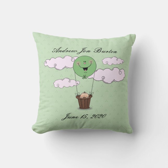 Cojín Decorativo Mire a escondidas un nacimiento del verde del bebé (Anverso)