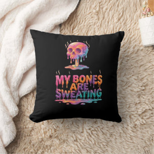 Cojín Decorativo Mis huesos están sudando – Calavera de paleta derr