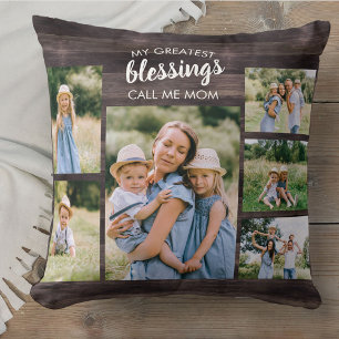 Cojín Decorativo Mis Mejores Bendiciones Llámame Mamá 6 Foto Rústic