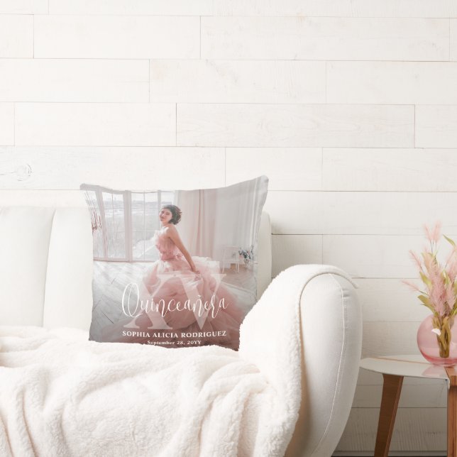 Cojín Decorativo Mis XV Años Moda Foto Moderna Quinceañera Keepsake (Sofá)