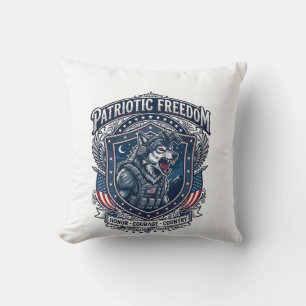 Cojín Decorativo Misión Nocturna Patriótica Lobo Patriota Militar I