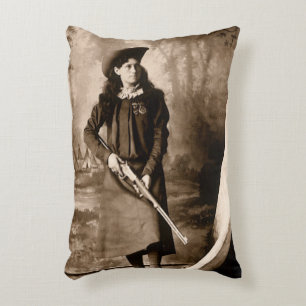 Cojín Decorativo Miss Annie Oakley con un retrato fotográfico vinta