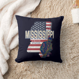 Cojín Decorativo Mississippi State United States Map Vintage USA