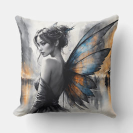 Cojín Decorativo Misteriosa ciudad de hadas brumosas alas etéreas