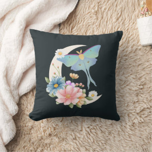 Cojín Decorativo Mística Mariposa Luna Floral Luna Oscura Brujería