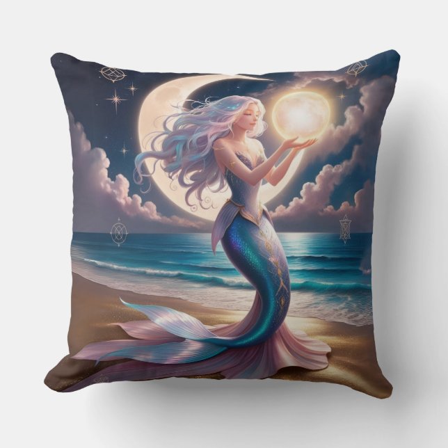 Cojín decorativo místico de la sirena - Fantasía c (Anverso)