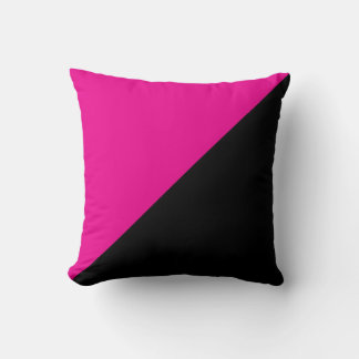 Cojín Decorativo Mitad rosa caliente y bloque de color diagonal neg