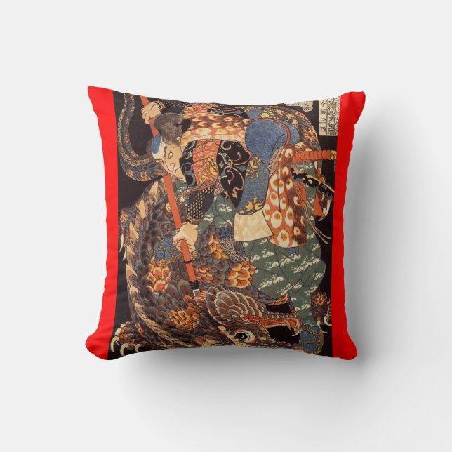 Cojín Decorativo Miyamoto Musashi que pinta C. 1800's (Anverso)