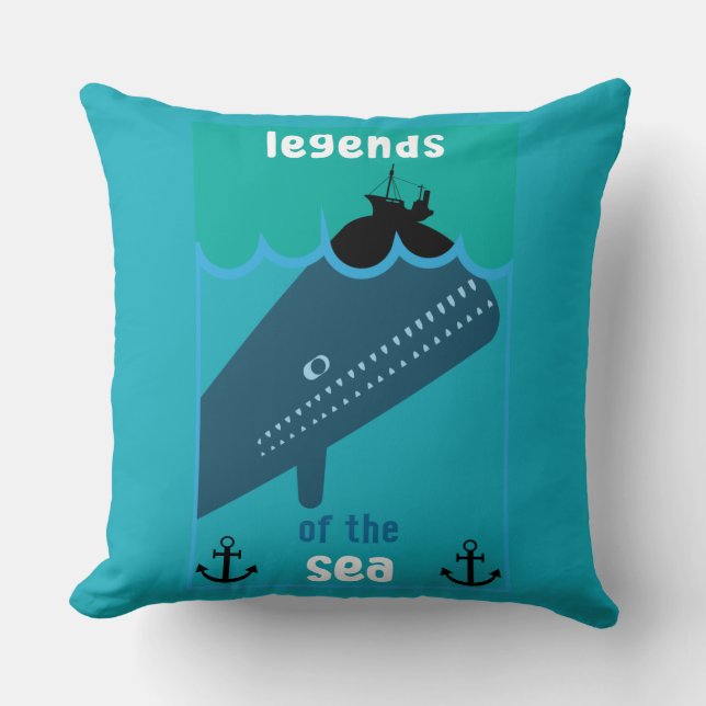 Cojín Decorativo Moby Dick Sea Fantasy | Funny Ocean And Sea Servin (Anverso)