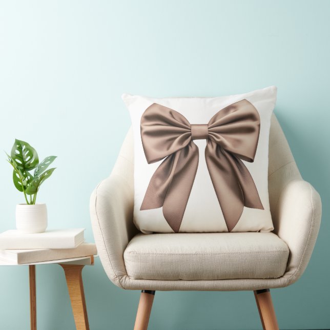 Cojín Decorativo Mocha Brown Coquette Bow (Silla)