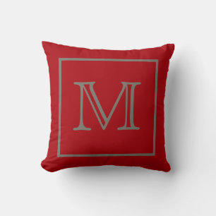Cojín Decorativo Mocha enmarcado Monograma Rojo Americano MoJo Pill