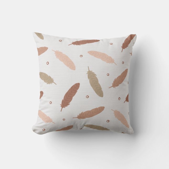 Cojín Decorativo Mocha Mousse Feathers Throw Pillow (Anverso)