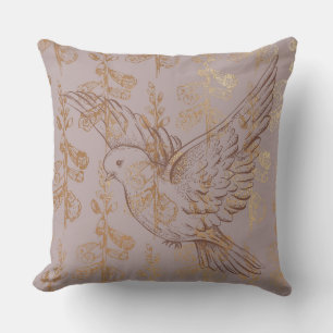 Cojín Decorativo Mocha Oro Elegante Dove Floral Pillow