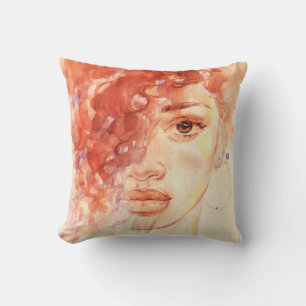 Cojín Decorativo Moda afroamericana, ilustracion acuarela.