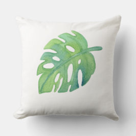 Cojín Decorativo Moda blanca de hoja verde tropical moderna