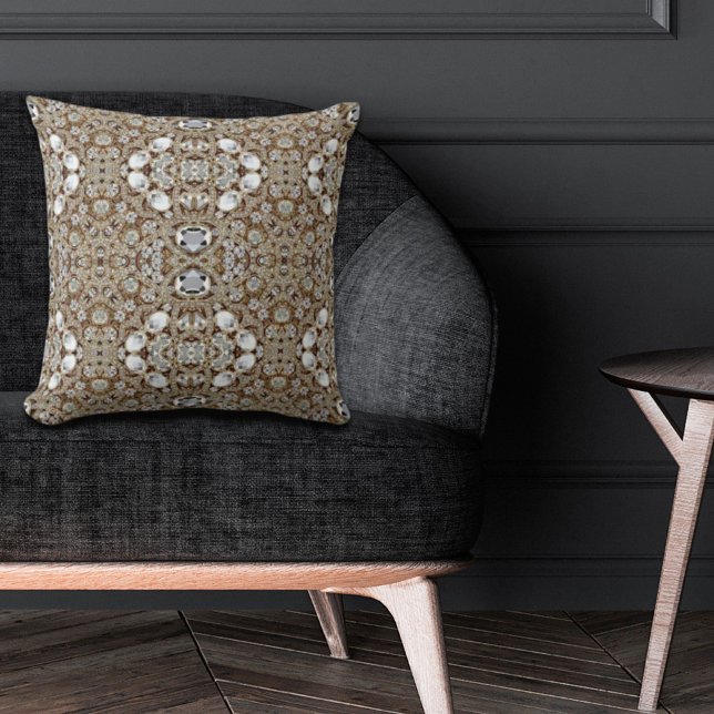Cojín Decorativo moda bohemiana de plata negro y oro (bohemian vintage fashion silver black and gold throw pillow)