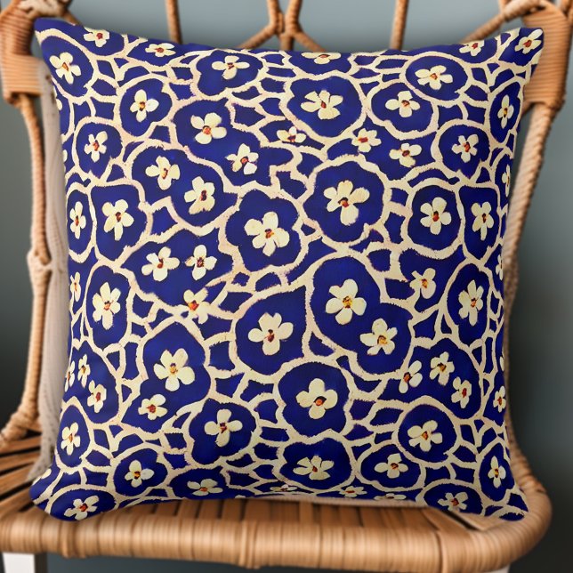 Cojín Decorativo Moda Boho Anemone Dark Blue Pattern (Subido por el creador)