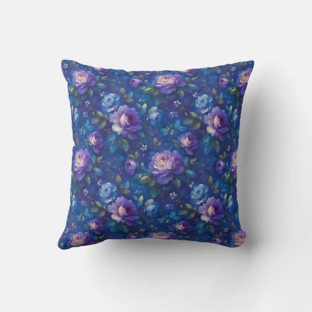 Cojín Decorativo Moda botánica azul elegante (Reverso)