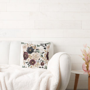 Cojín Decorativo Moda Burgundy Cream Floral