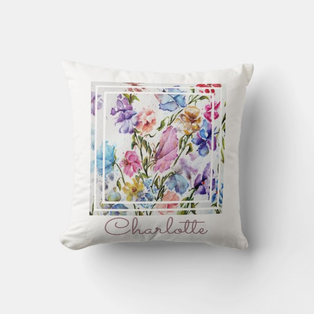 Cojín Decorativo Moda caprichosa de acuarela (Anverso)
