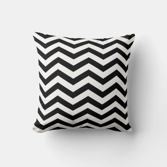 Cojín Decorativo Moda Chevron | Blanco y negro (Anverso)