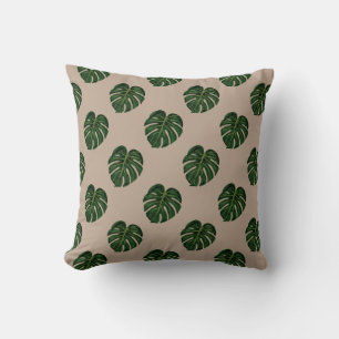 Cojín Decorativo Moda color de la hoja de monstera dibujada a mano