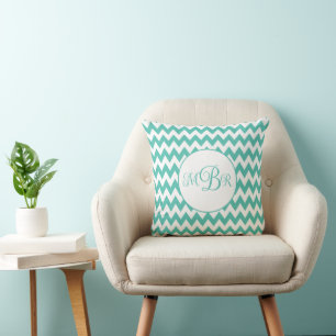 Cojín Decorativo Moda corta Turquesa Verde azulada Chevron Zigzag M