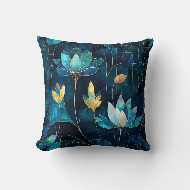 Cojín Decorativo Moda crisantemo verde azulado (Anverso)