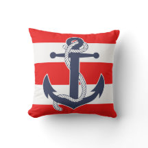 Moda de Anclaje Azul Oscuro Patrón de franjas roja