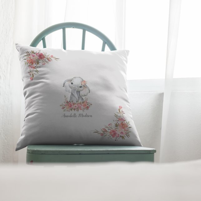 Cojín Decorativo Moda de bebé elefante Boho acuarela (Subido por el creador)