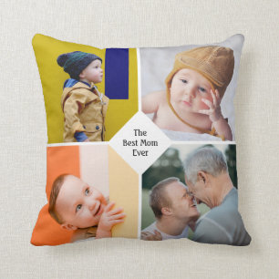 Cojín Decorativo Moda de Día de la Madre Collage de fotos familiar 